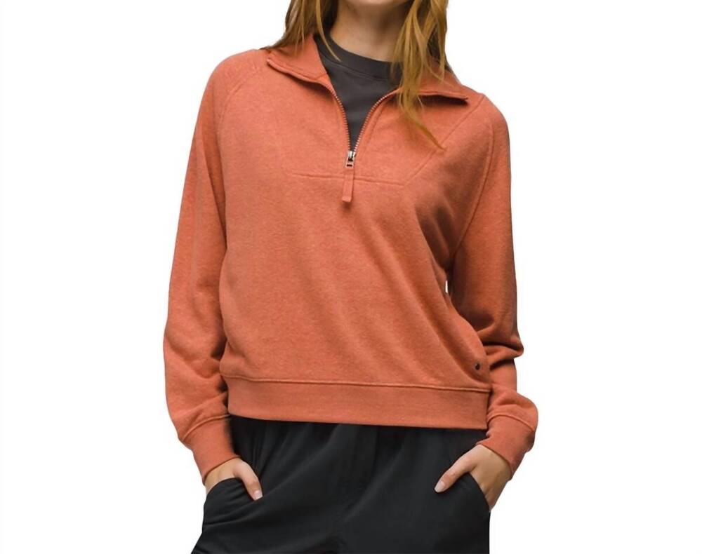 NEW PRANA women's cozy up pullover sweater in terracotta heather